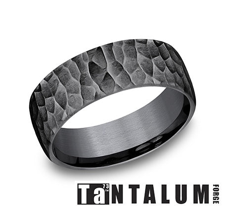 8mm Tantalum Hammered Satin Band
