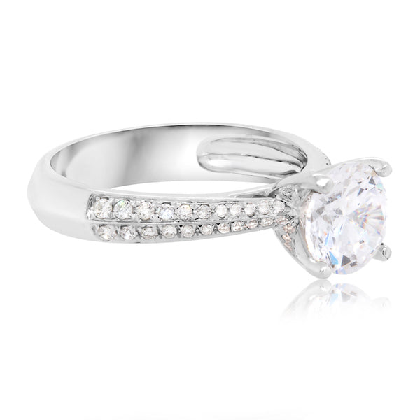 Platinum Knife Edge Pave Engagement Ring Mounting