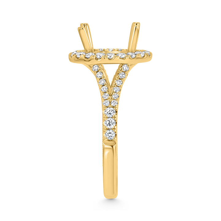 18kt Yellow Gold Oval Diamond Halo Semi-Mount 10x8mm