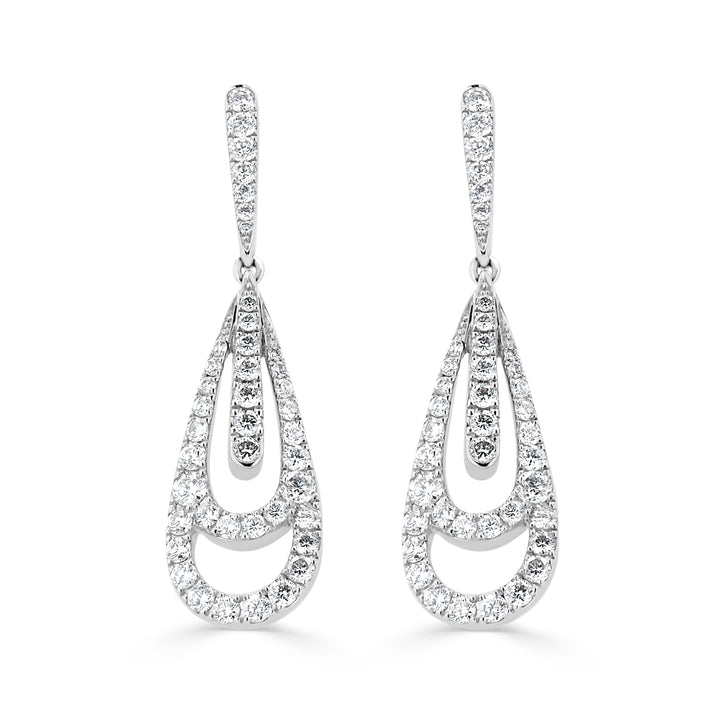 18K White Gold Pear Drop Diamond Earrings – 1.38cts t.w.
