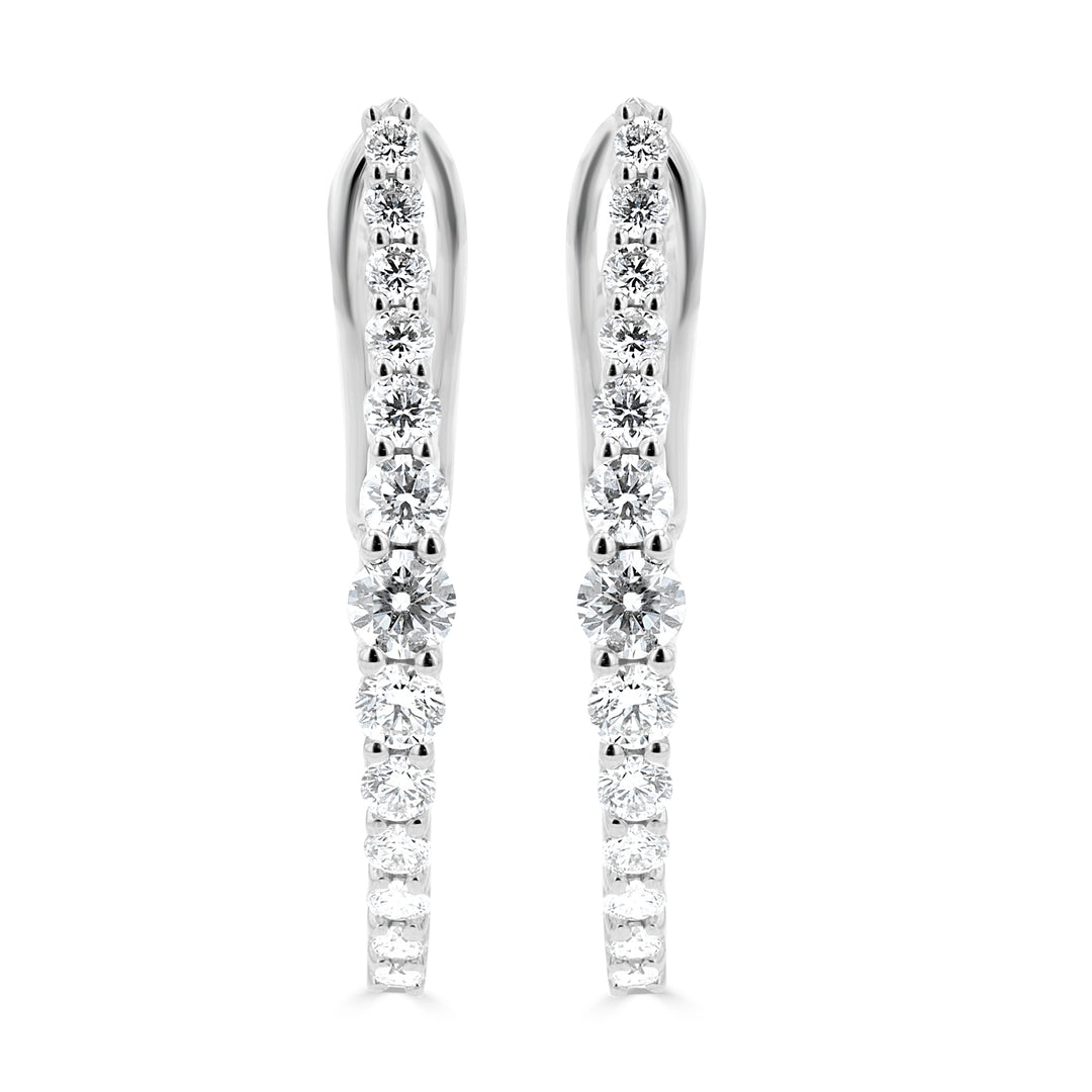 V Diamond Hoop 18KW Earrings | Washington Diamond