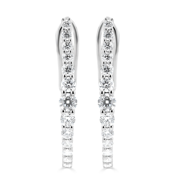 V Diamond Hoop 18KW Earrings | Washington Diamond
