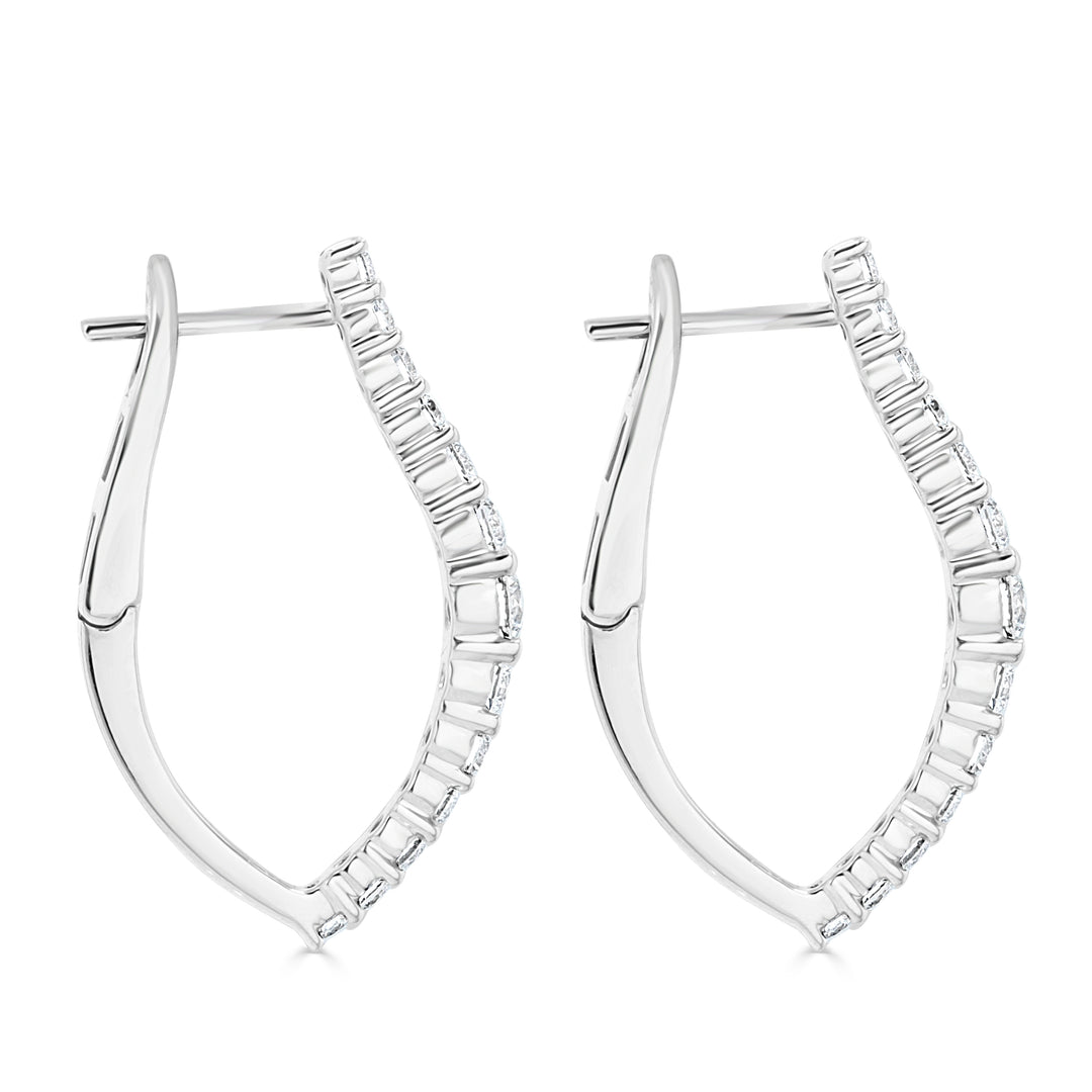 V Diamond Hoop 18KW Earrings | Washington Diamond