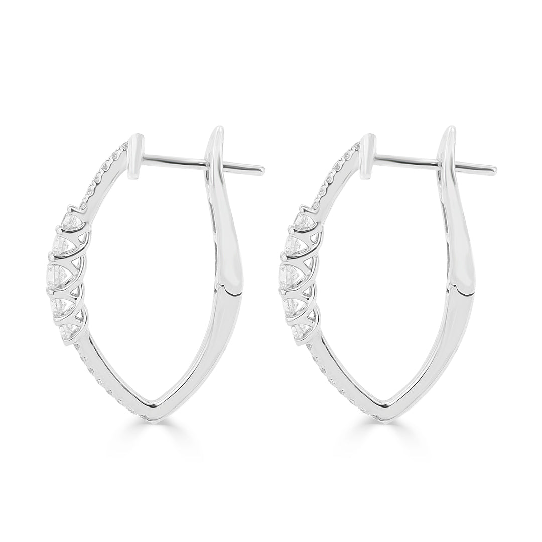 Trellis .50ct 18KW V Hoop Earrings | Washington Diamond