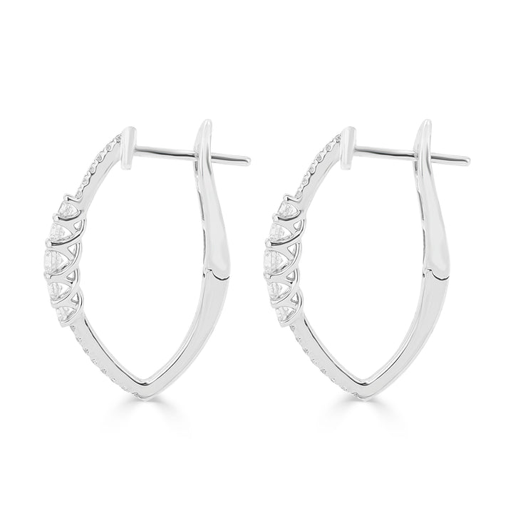 Trellis .50ct 18KW V Hoop Earrings | Washington Diamond