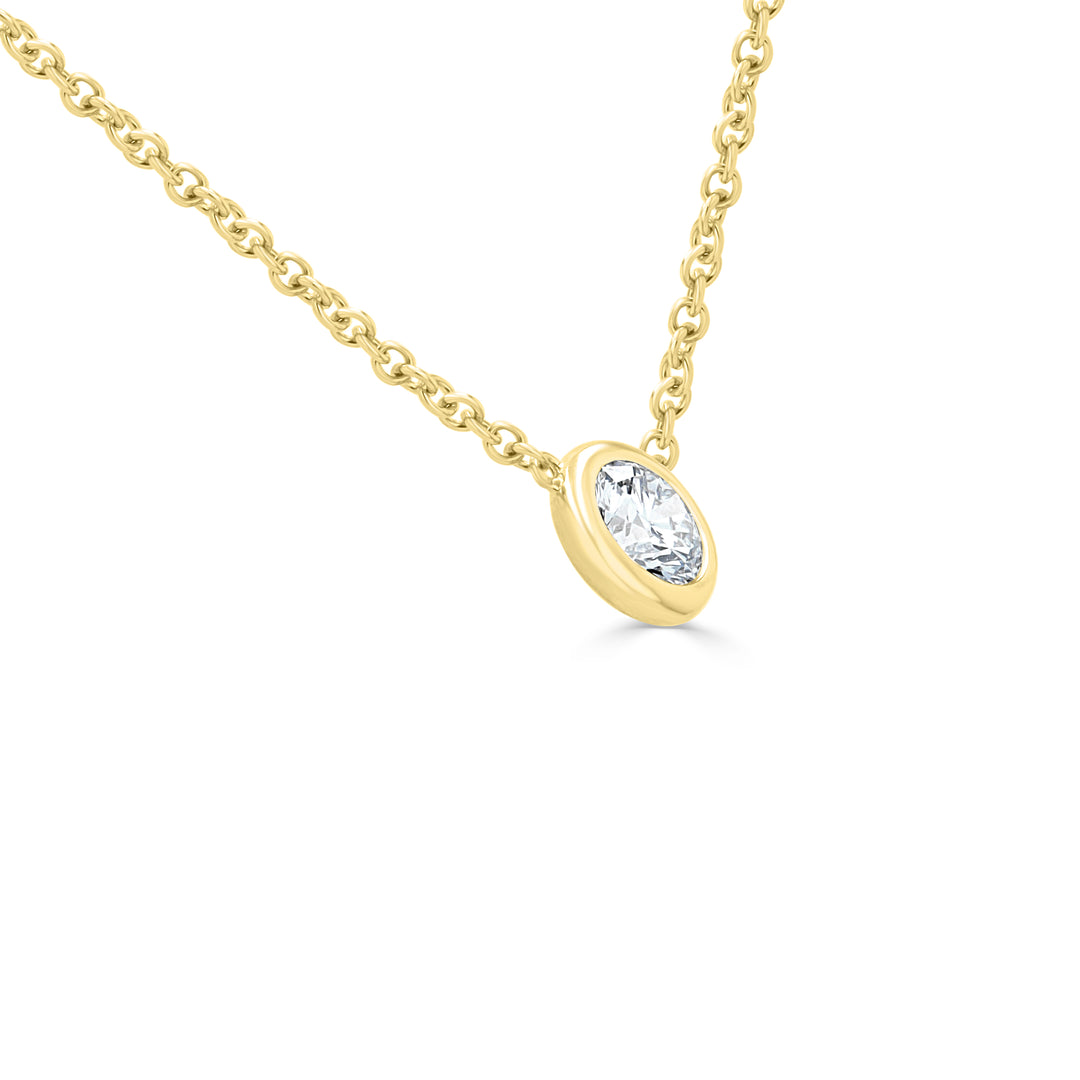 0.83ct Lab-Grown Round Diamond Bezel Pendant in 14kt Gold