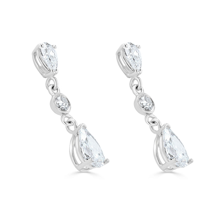 14K White Gold 1.78ct Lab-Grown Diamond Pear-Round-Pear Drops