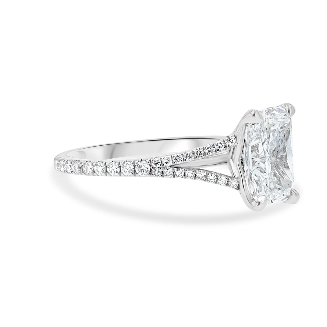 14K White Gold Engagement Ring with 1.51ct Radiant Diamond
