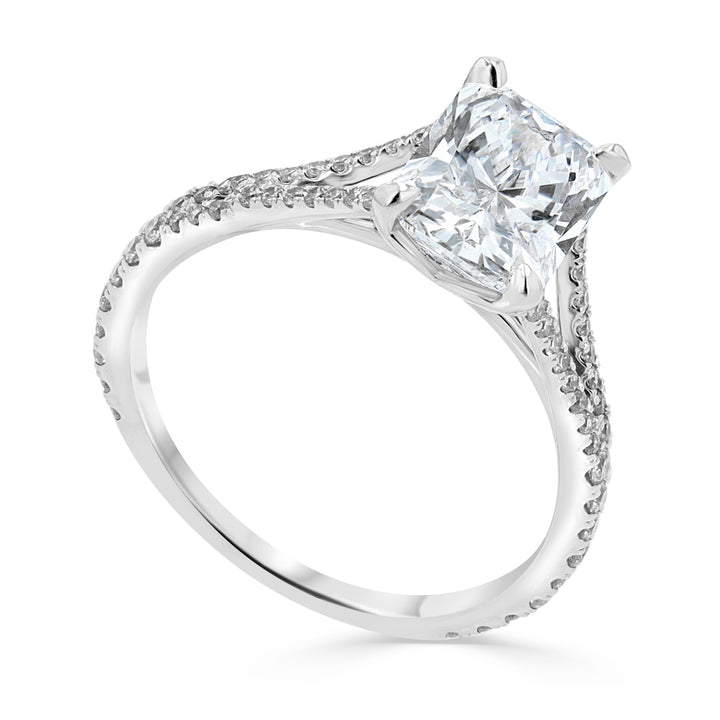 14K White Gold Engagement Ring with 1.51ct Radiant Diamond