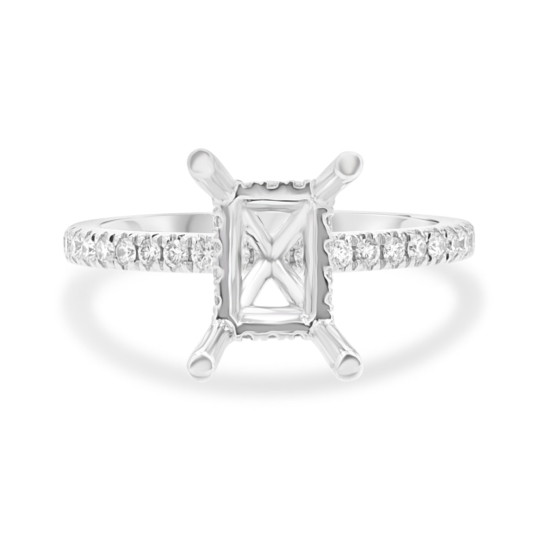18kt White Gold 4-Prong Engagement Mounting with 0.36ct Diamonds
