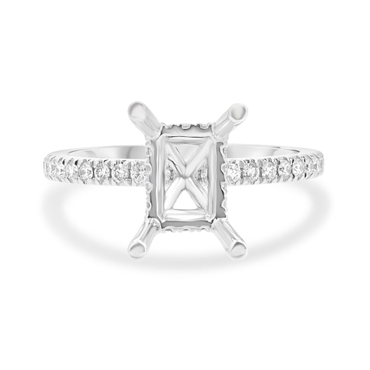 18kt White Gold 4-Prong Engagement Mounting with 0.36ct Diamonds