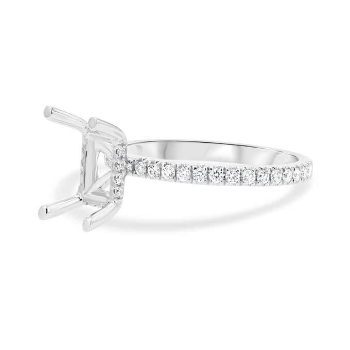 18kt White Gold 4-Prong Engagement Mounting with 0.36ct Diamonds