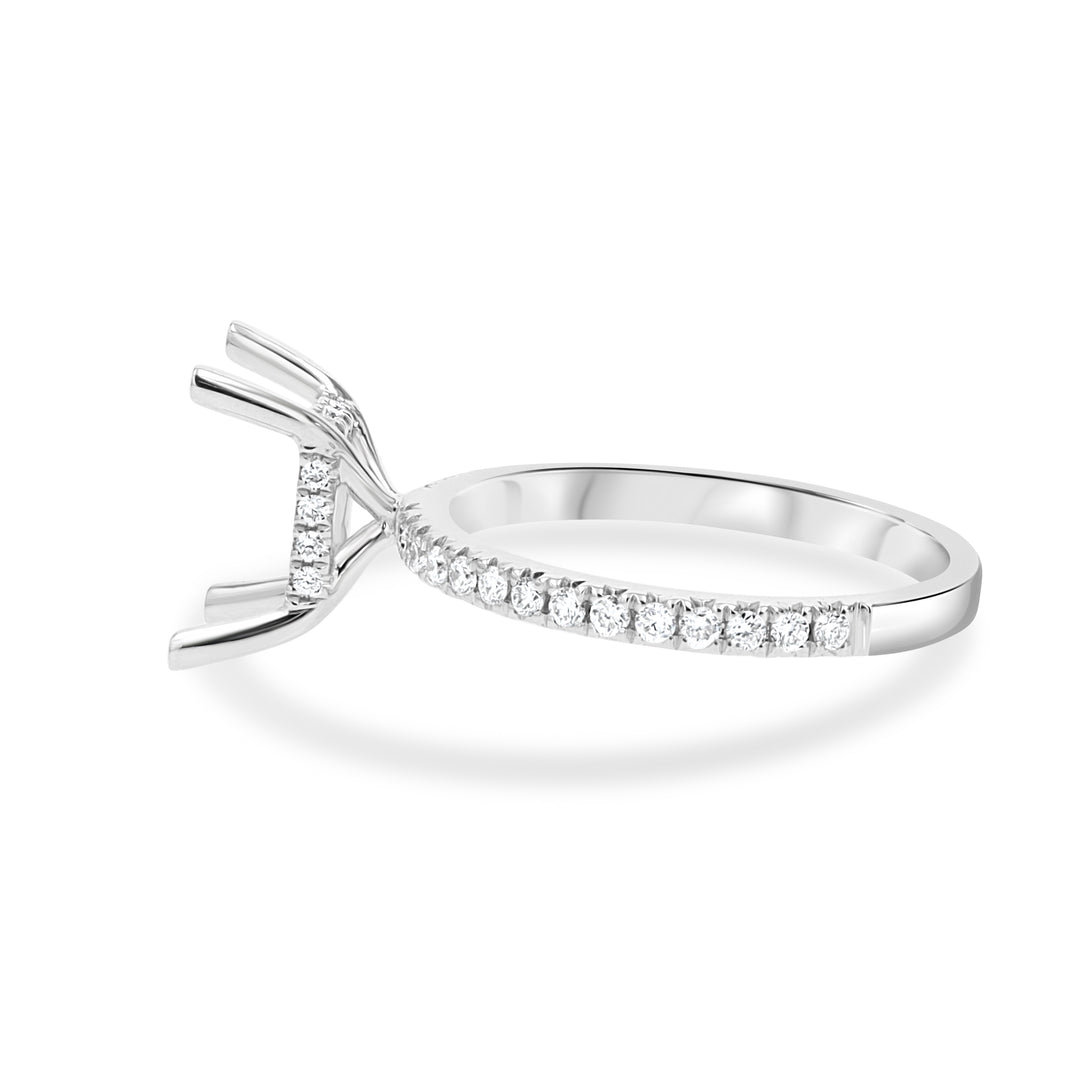 18kt White Gold 4-Prong Engagement Mounting with 0.36ct Diamonds