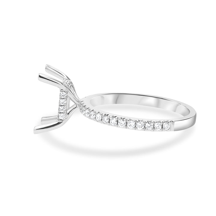 18kt White Gold 4-Prong Engagement Mounting with 0.36ct Diamonds