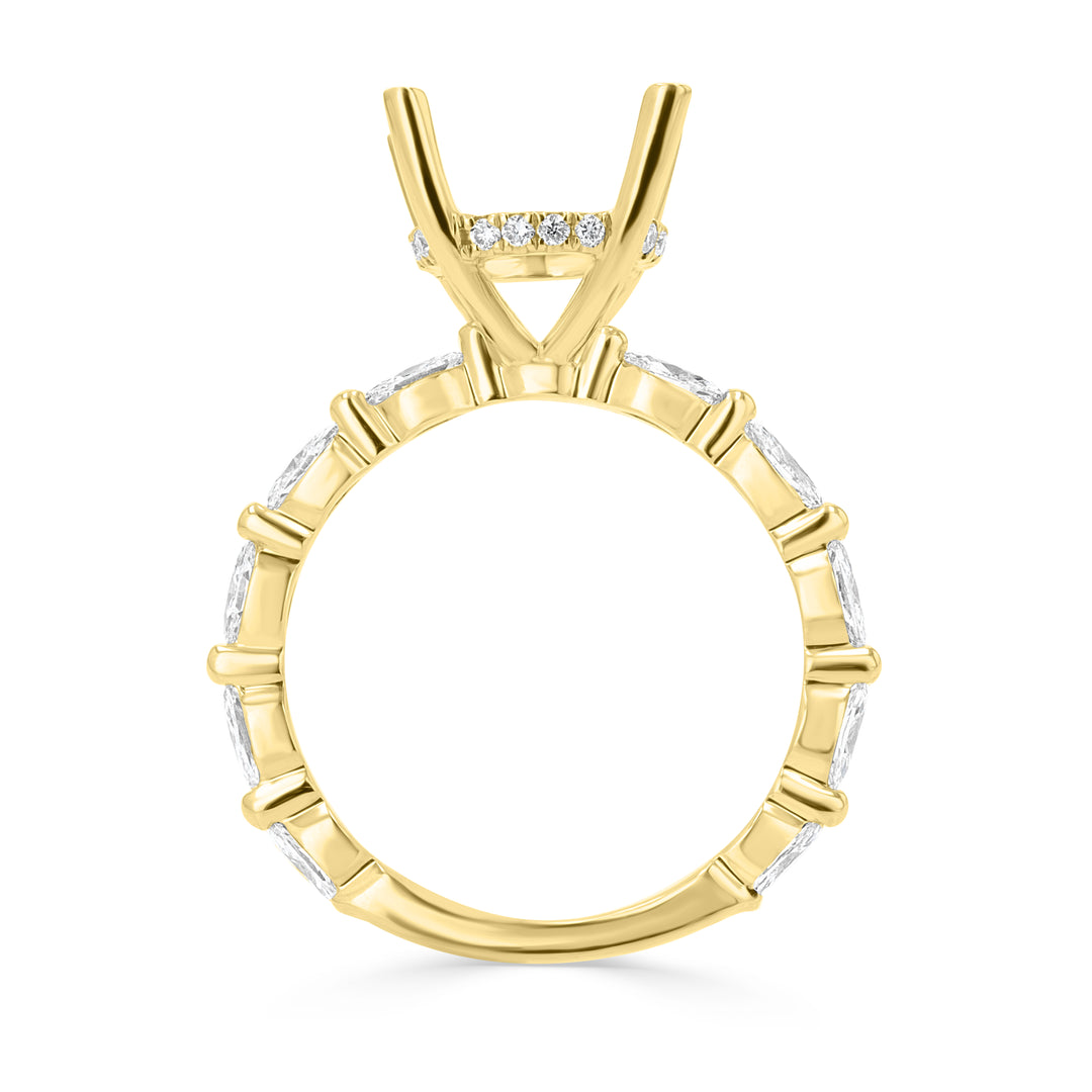 18kt Yellow Gold Marquise & Round Diamond Engagement Mounting