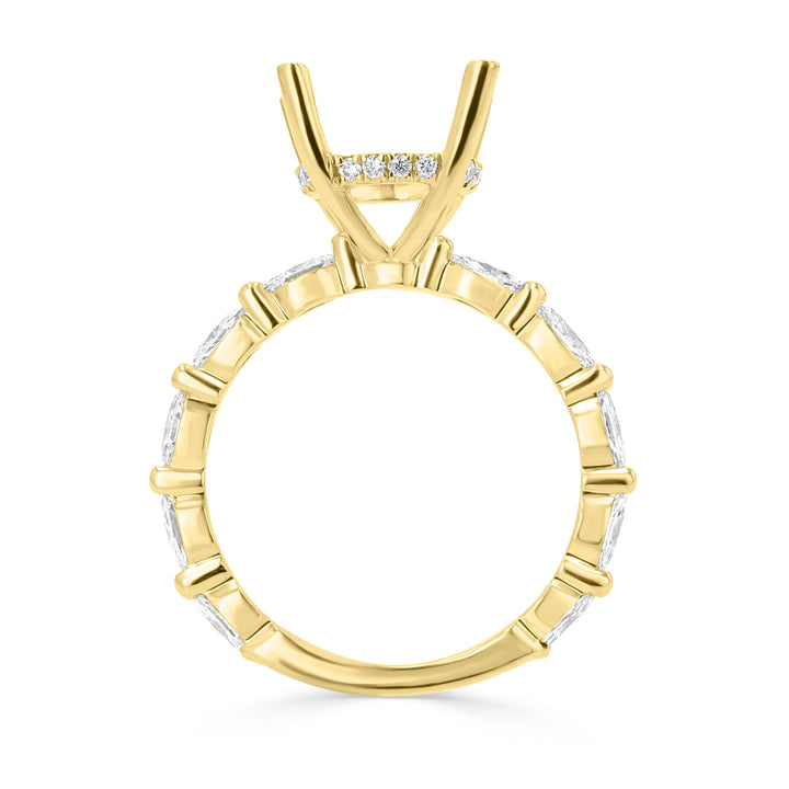 18kt Yellow Gold Marquise & Round Diamond Engagement Mounting