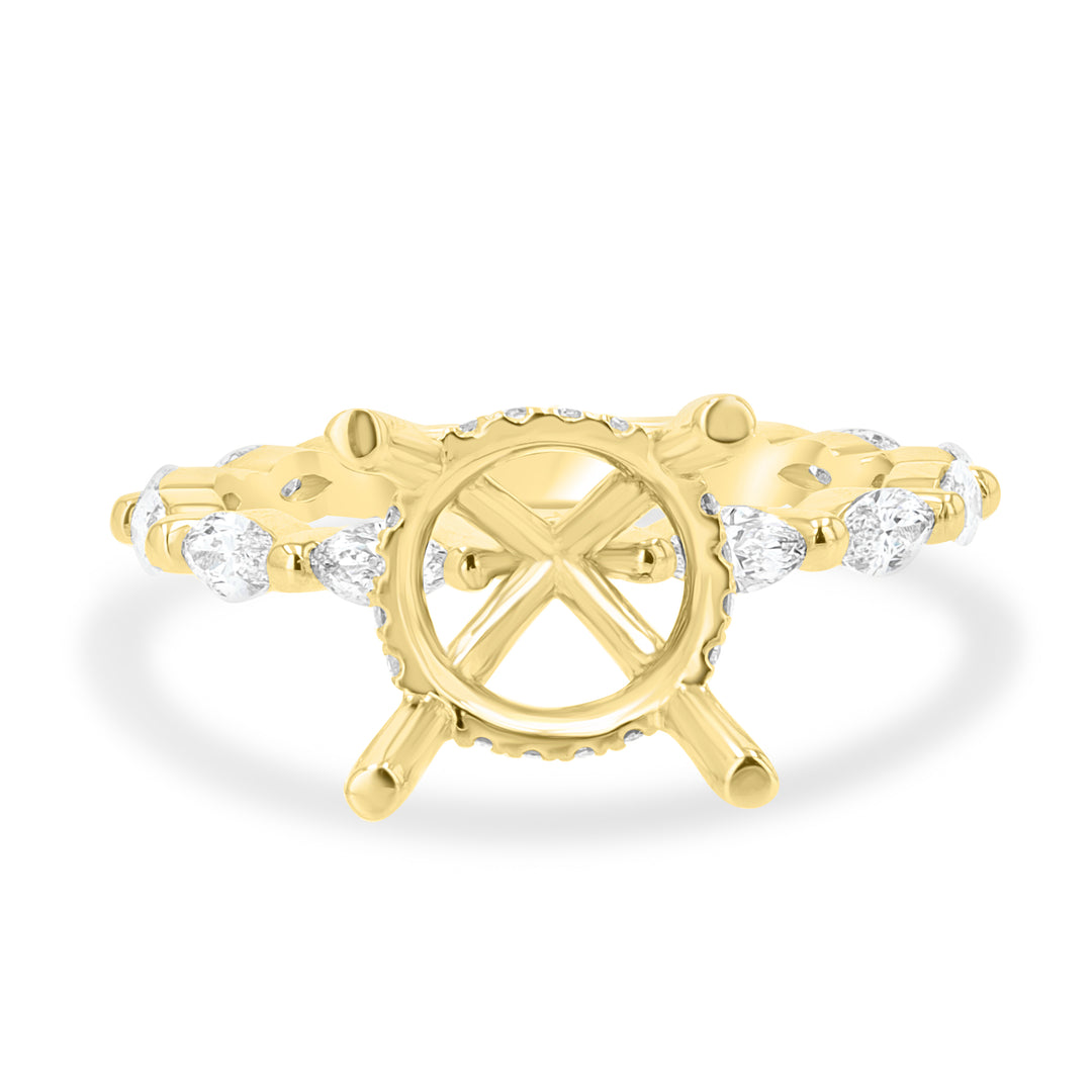 18kt Yellow Gold Marquise & Round Diamond Engagement Mounting