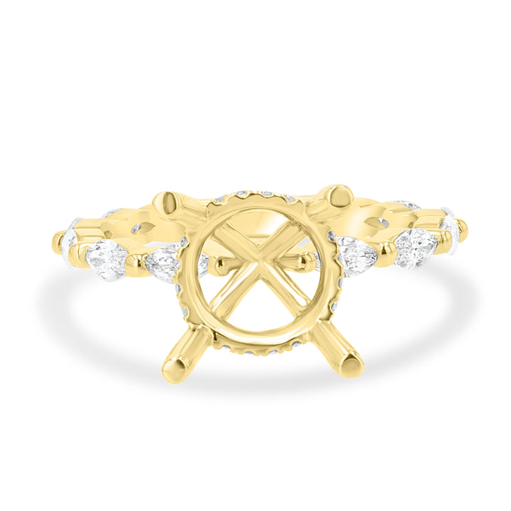 18kt Yellow Gold Marquise & Round Diamond Engagement Mounting