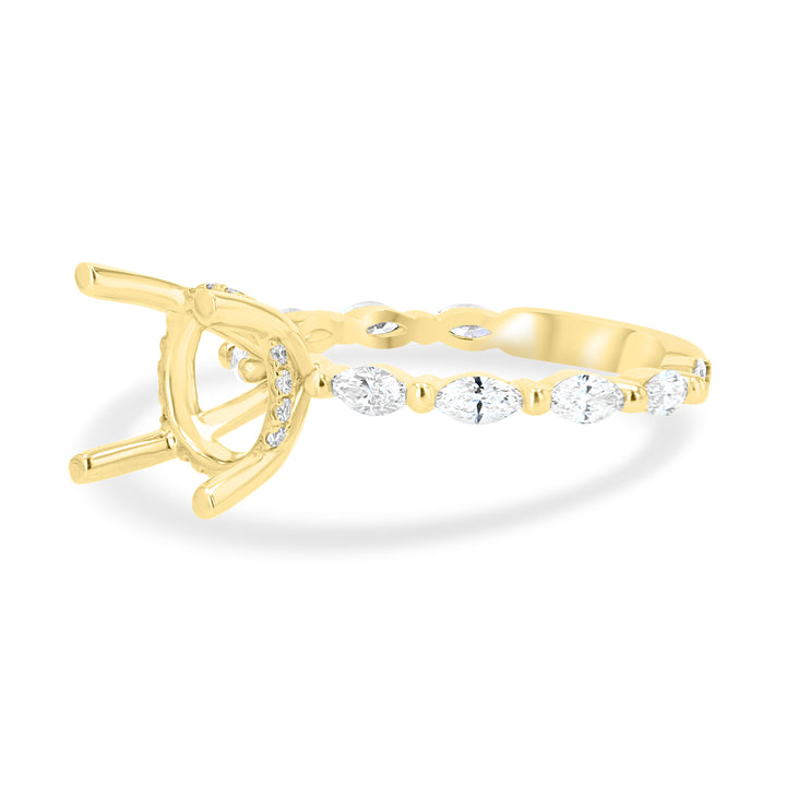 18kt Yellow Gold Marquise & Round Diamond Engagement Mounting
