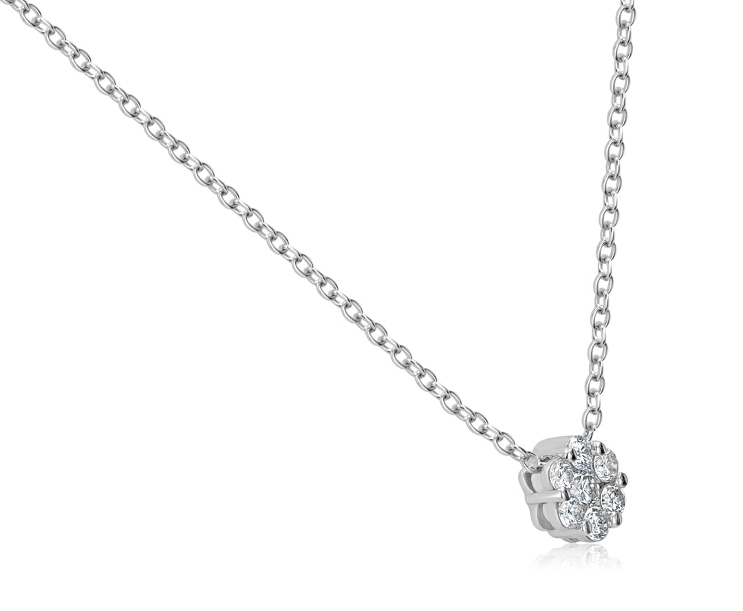 18K White Gold Diamond Cluster Pendant, 0.31ct, 16" Chain