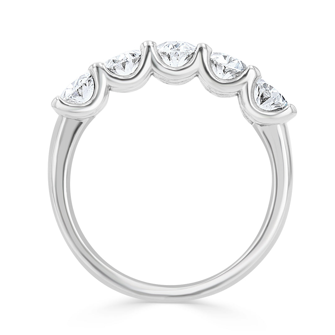 14K White Gold 5-Stone Lab-Grown Oval Diamond Band 2.57ct