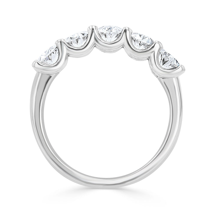 14K White Gold 5-Stone Lab-Grown Oval Diamond Band 2.57ct