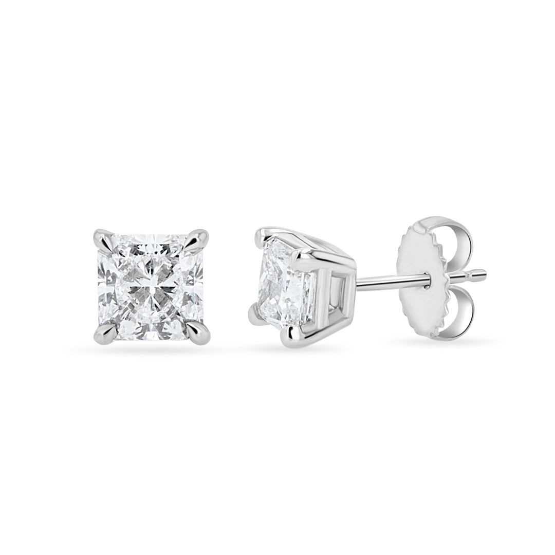 14K White Gold 1.55ct Princess-Cut Lab-Grown Diamond Earrings