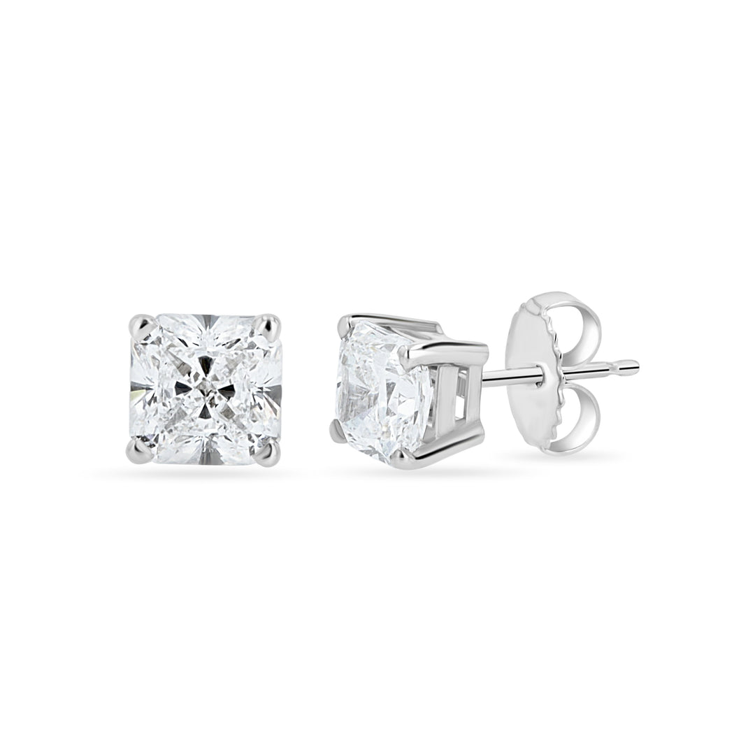 Radiant-Cut Lab-Grown Diamond Stud Earrings 2.27ct in 14K White Gold