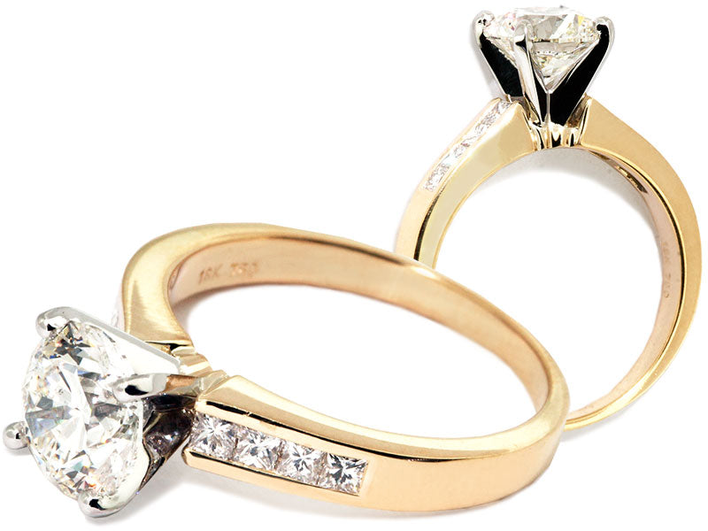 Platinum Channel Set Princess Cut Diamond Engagement Mounting