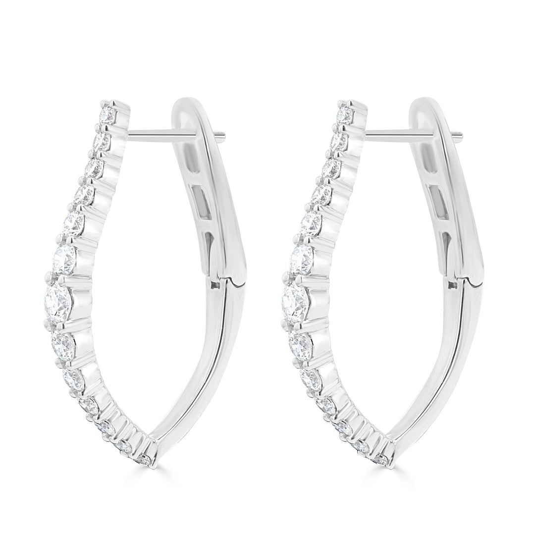 V Diamond Hoop 18KW Earrings | Washington Diamond