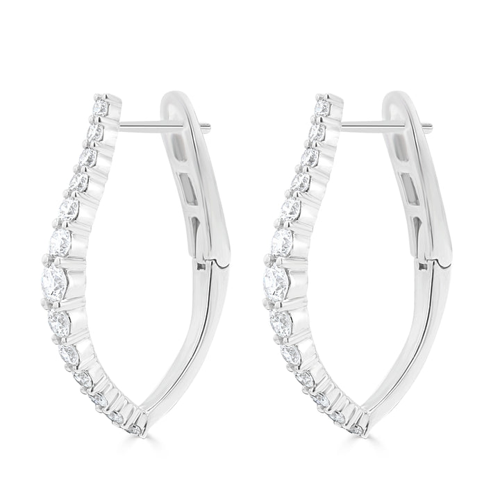V Diamond Hoop 18KW Earrings | Washington Diamond