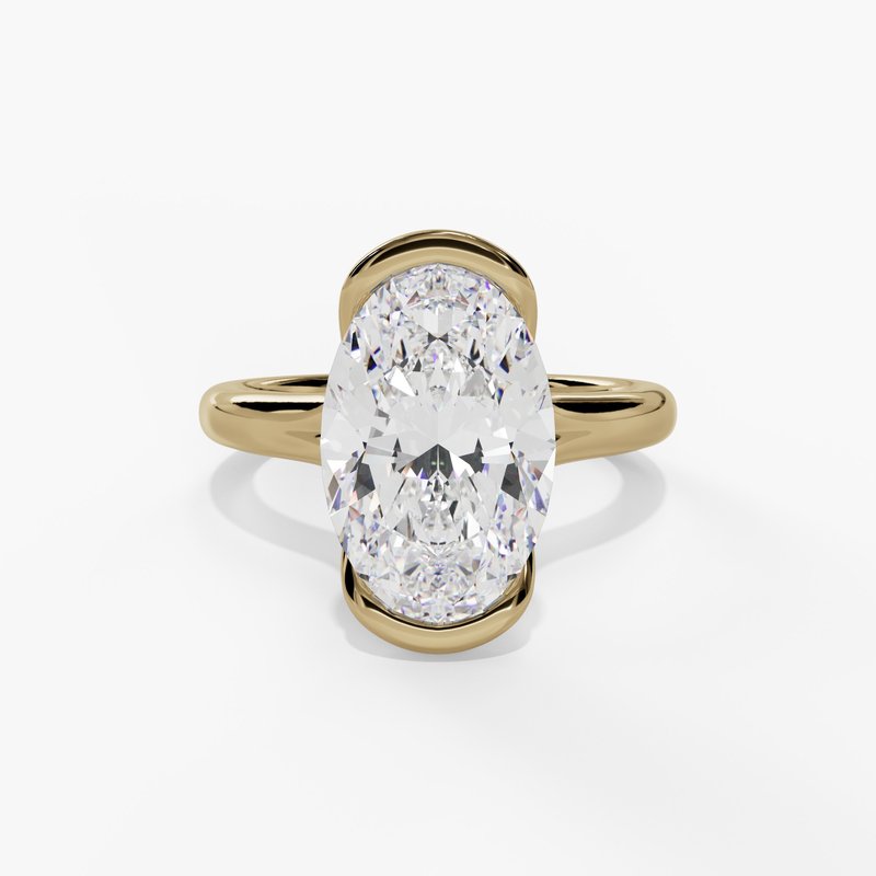 14K Yellow Gold 3ct Oval Lab-Grown Diamond Engagement Ring