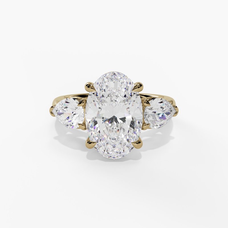 3.00ct Oval Lab-Grown Diamond 3-Stone 14K Gold Ring