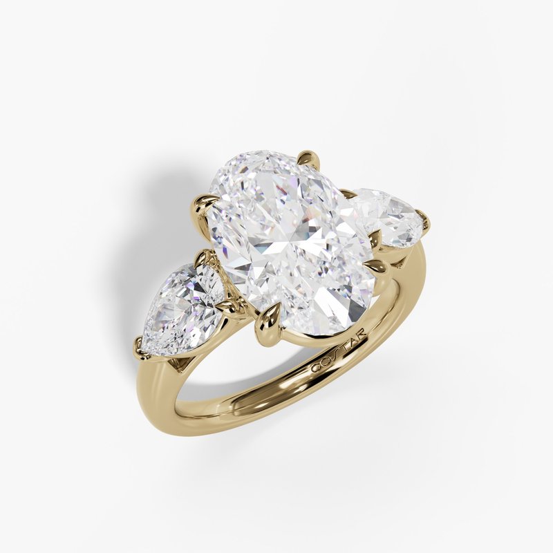 3.00ct Oval Lab-Grown Diamond 3-Stone 14K Gold Ring