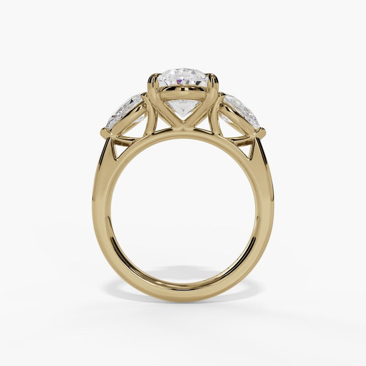 3.00ct Oval Lab-Grown Diamond 3-Stone 14K Gold Ring