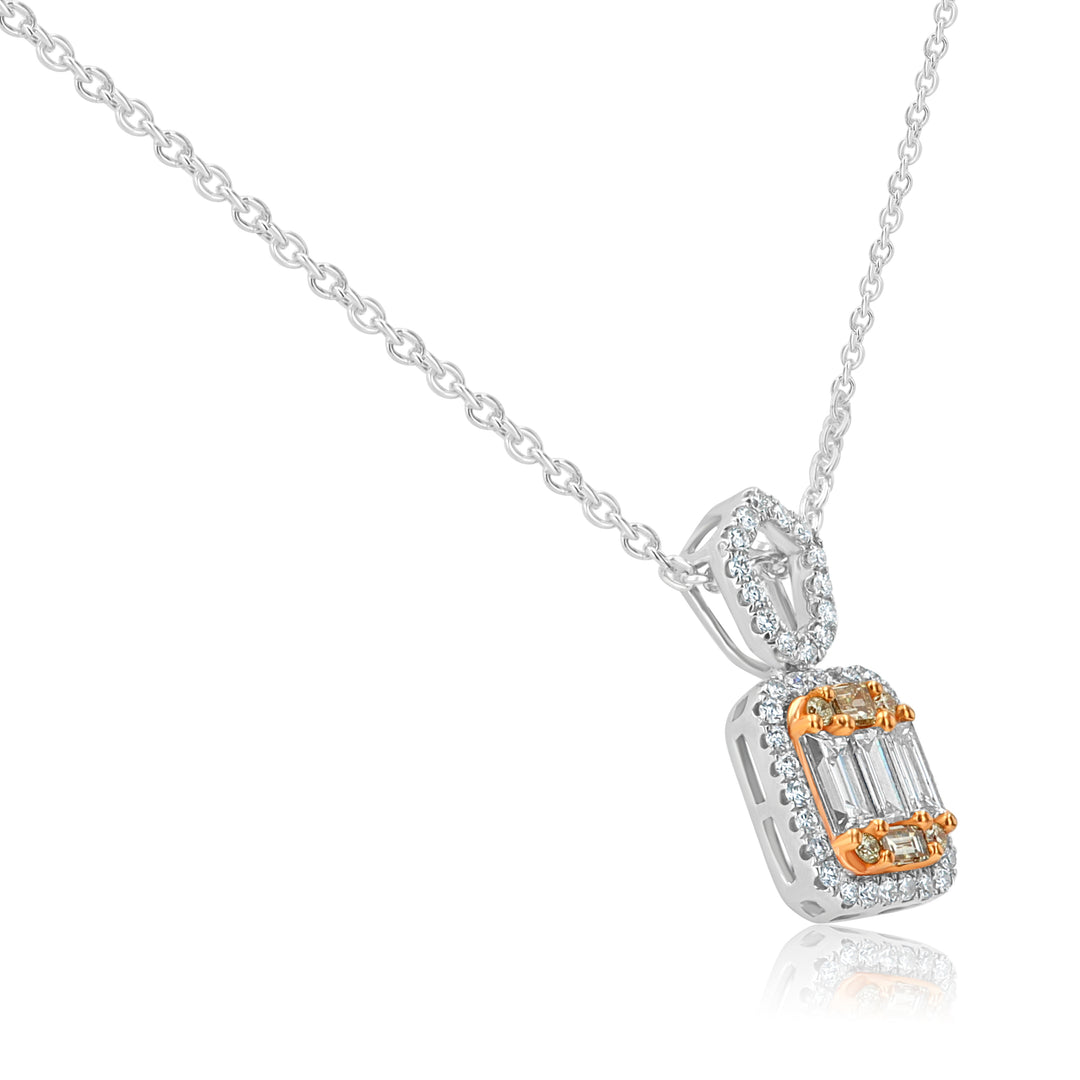 18K White & Rose Gold Diamond Rectangular Pendant – 0.65ctw