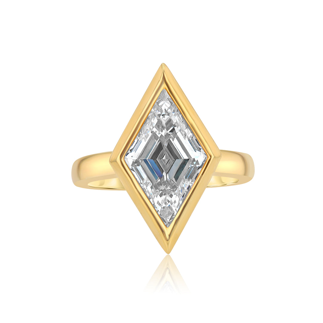 4.05ct Lozenge-Cut Lab-Grown Diamond Yellow Gold Ring