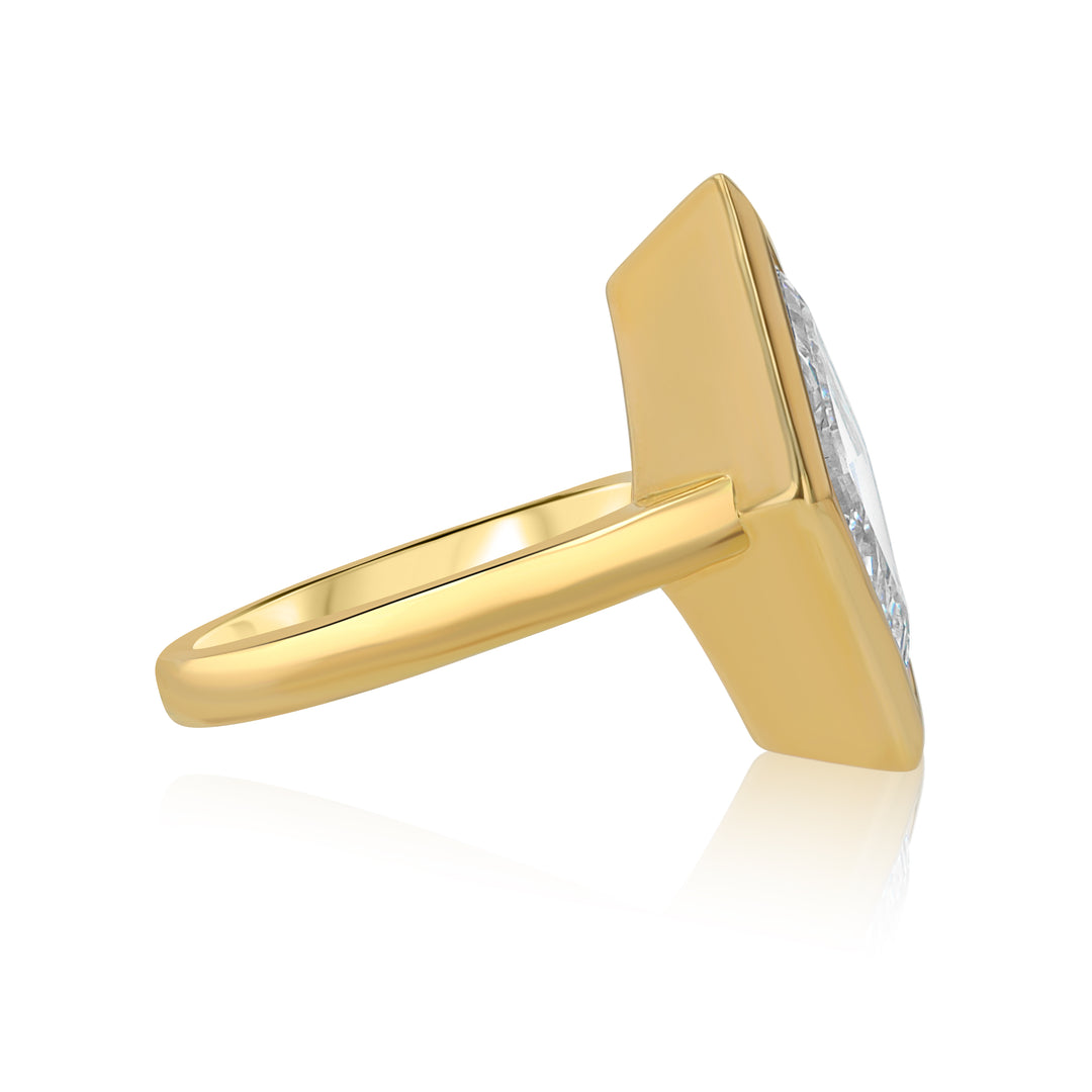4.05ct Lozenge-Cut Lab-Grown Diamond Yellow Gold Ring