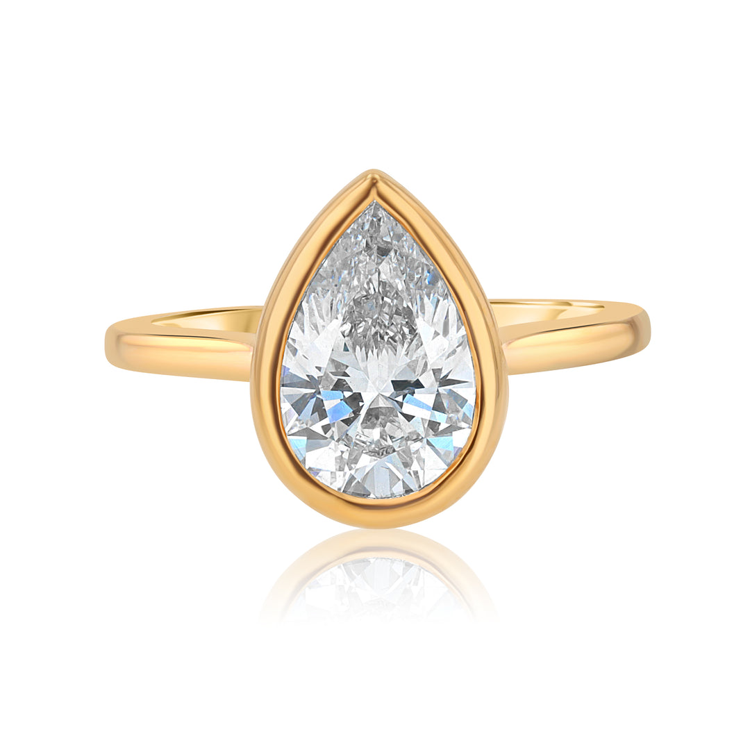 2.00ct Pear Lab-Grown Diamond Bezel Engagement Ring, 14K Gold