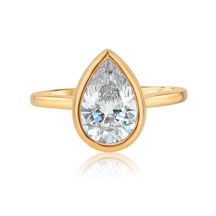2.00ct Pear Lab-Grown Diamond Bezel Engagement Ring, 14K Gold