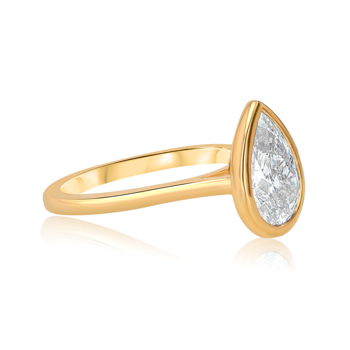 2.00ct Pear Lab-Grown Diamond Bezel Engagement Ring, 14K Gold