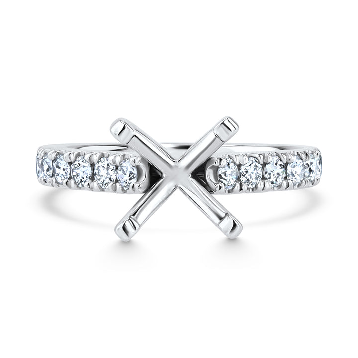 Platinum Engagement Ring Mounting with 12 Sparkling Diamonds