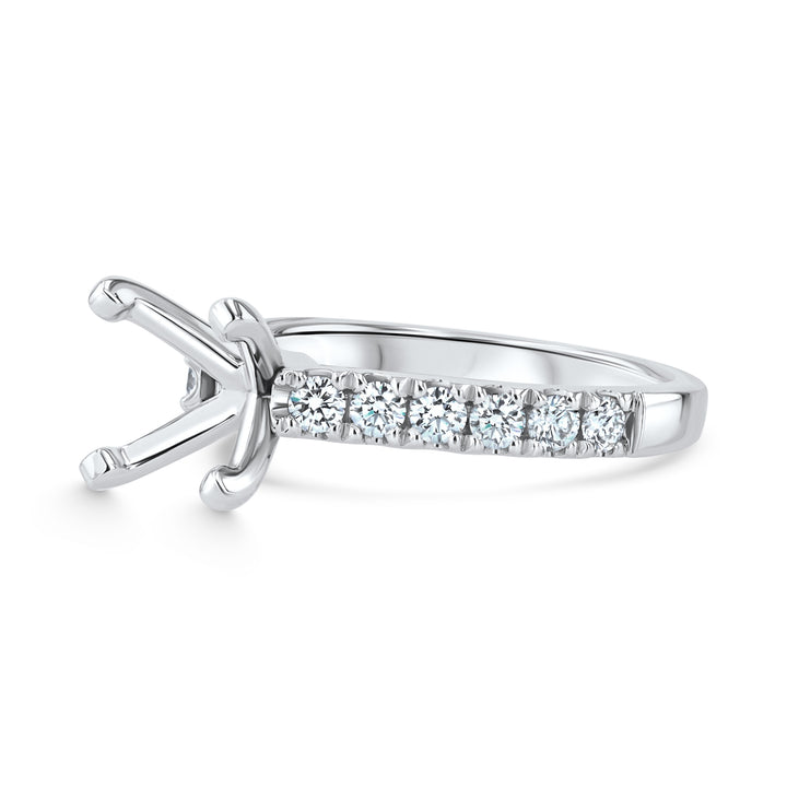 Platinum Engagement Ring Mounting with 12 Sparkling Diamonds