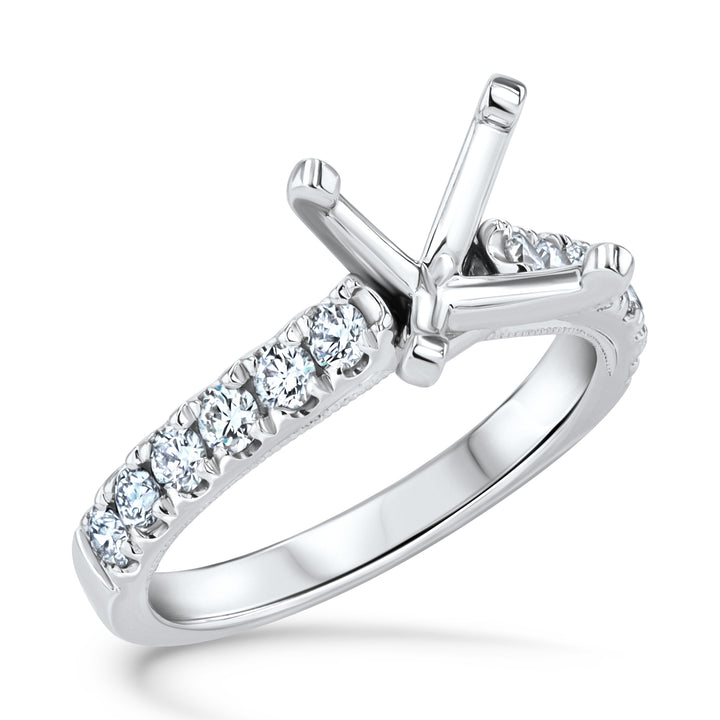 Platinum Engagement Ring Mounting with 12 Sparkling Diamonds