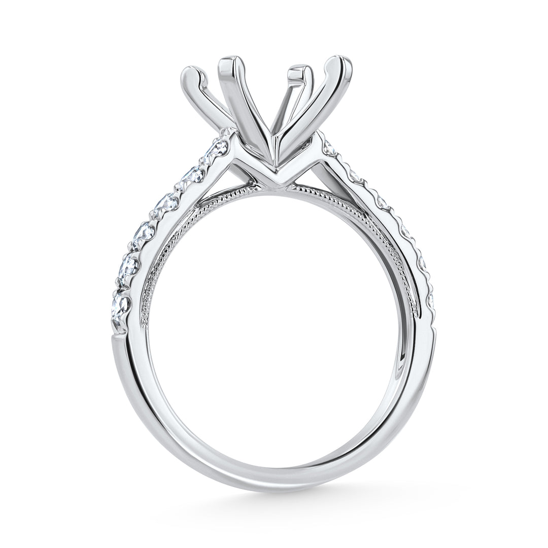 Platinum Engagement Ring Mounting with 12 Sparkling Diamonds