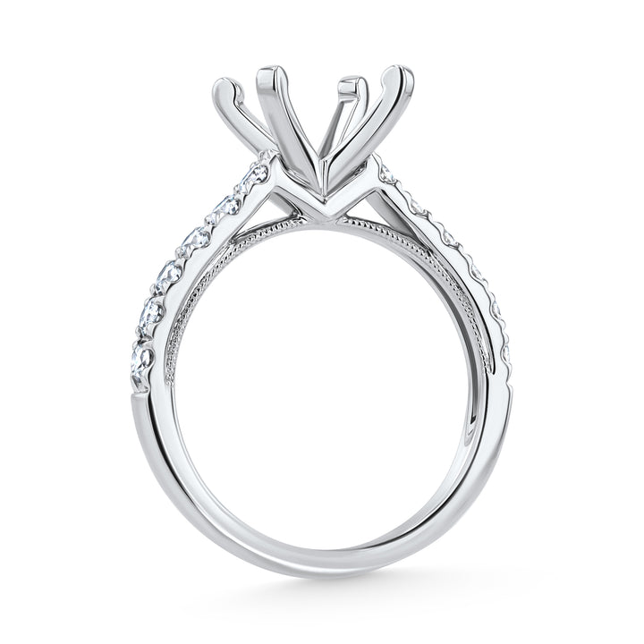 Platinum Engagement Ring Mounting with 12 Sparkling Diamonds