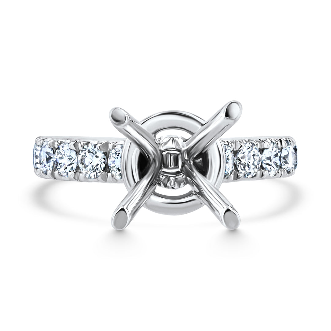 Platinum Engagement Ring Mount with 0.80ct Diamond Halo