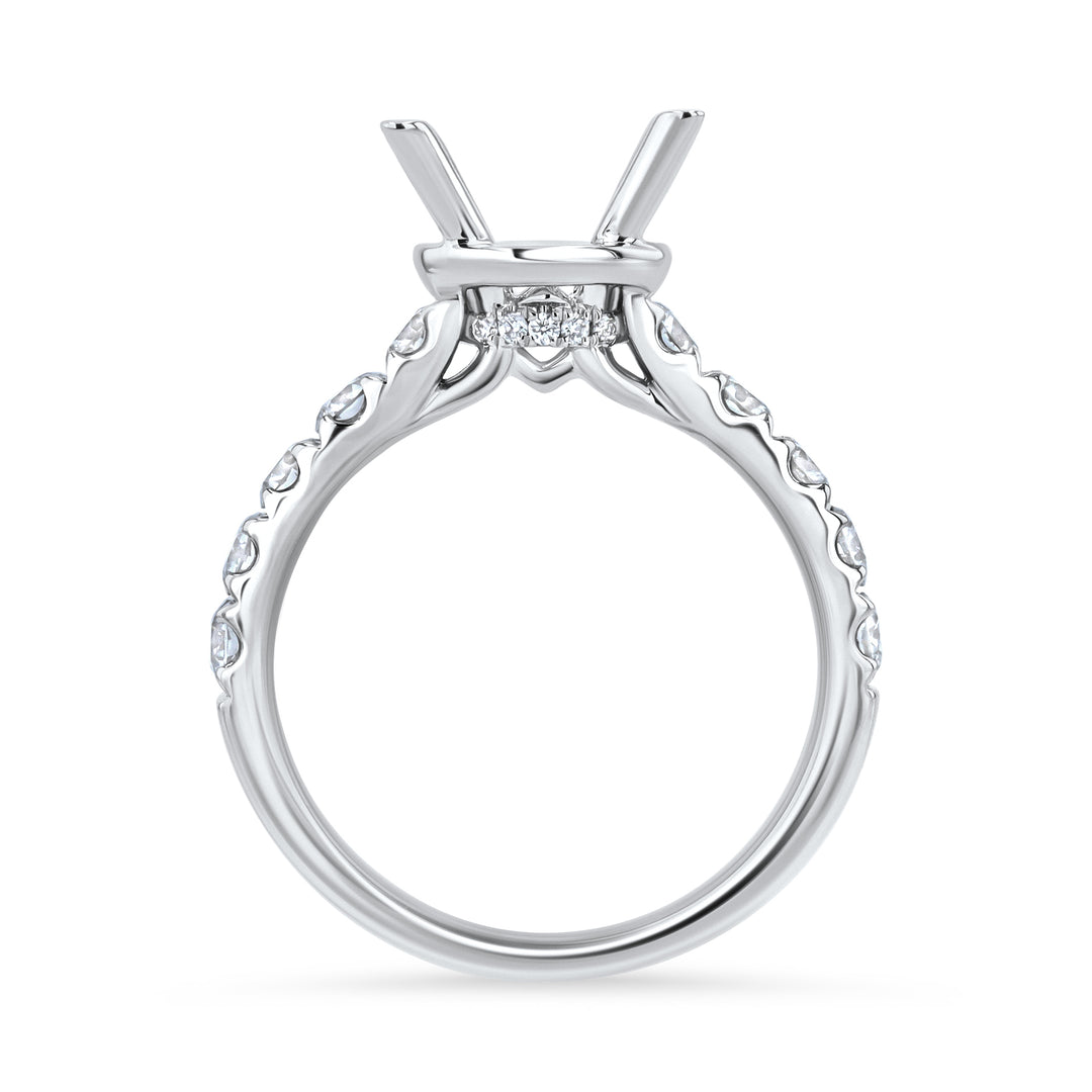 Platinum Engagement Ring Mount with 0.80ct Diamond Halo