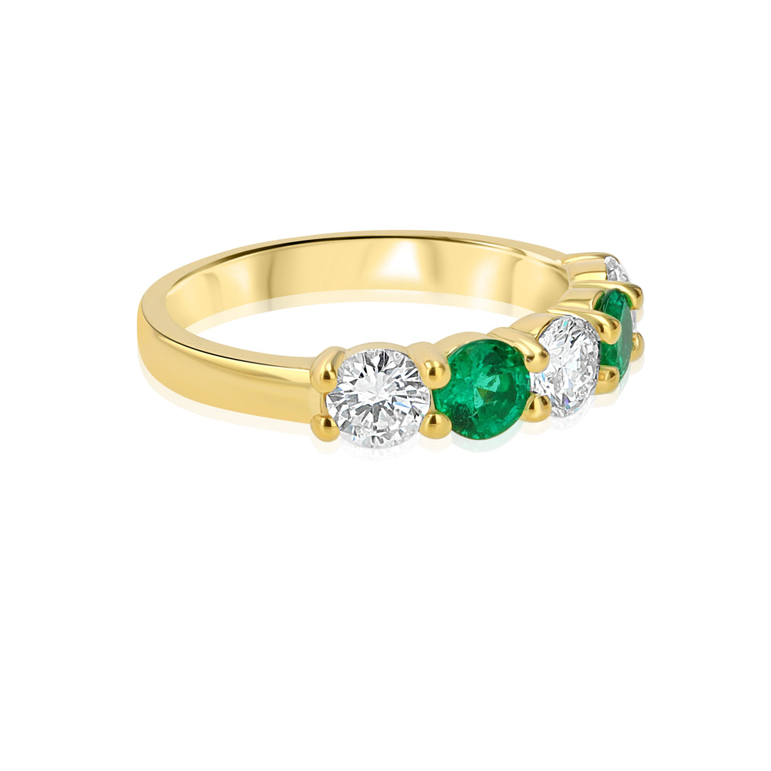 14K Yellow Gold Emerald & Diamond Elegant Statement Ring