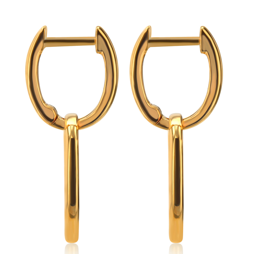 18K Yellow Gold Oval Drop Earrings with 1.25ct Diamonds